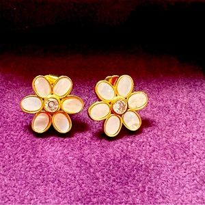 ASHA Flower Gold Dipped Mother of Pearl Earrings